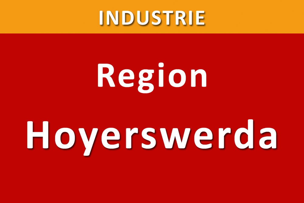 Text in Rot: "Region Hoyerswerda" und "INDUSTRIE" in Gelb oben.