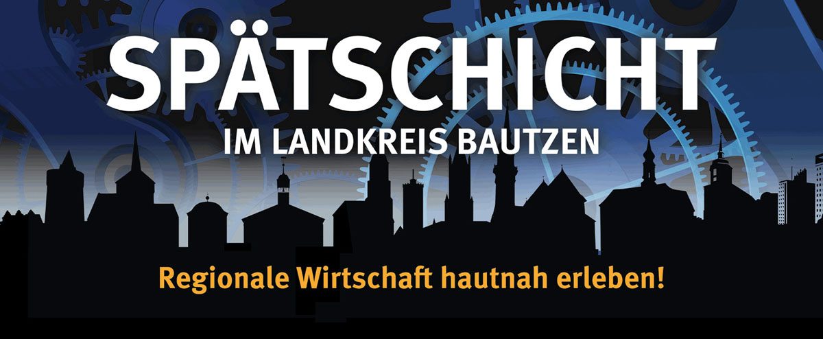 Grafik SPÄTSCHICHT im Landkreis Bautzen Grafik mit Türmen für die Spätschicht