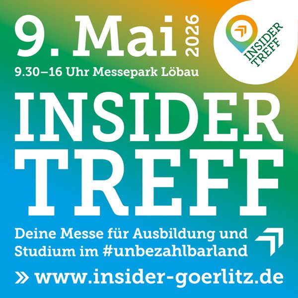 INSIDERTREFF Ausbildungsmesse Löbau 2026 Logo für den Insider-Treff 2026 im Messespark Löbau, Datum und Veranstaltungsinfos enthalten.